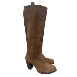 UGG Lisa Tall Boots Womens 8 Chestnut Brown Suede Block Heel Knee High 1013672